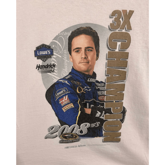 2008 Jimmy Johnson NASCAR 3X Champion Men’s White T-Shirt Chase Authentic Sz XL - Picture 3 of 9
